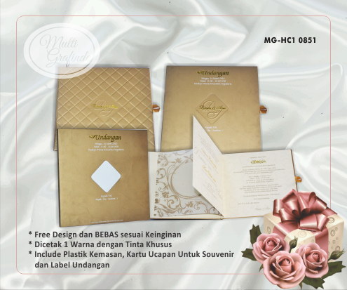 Cetak Undangan Hardcover Satu Warna 16x16 cm